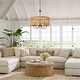 preview thumbnail 16 of 14, 5-Light Farmhouse Boho Rustic Woven Rattan Pendant Light Round Drum Hand Woven Bamboo Rattan Chandelier - 19.6 in. W