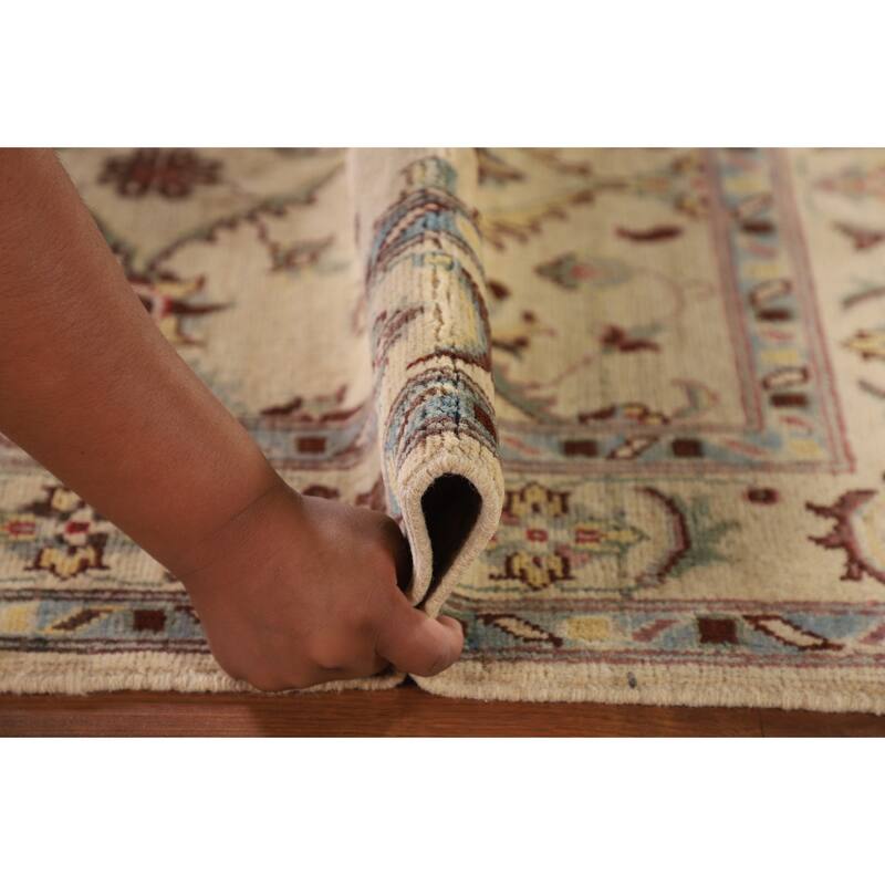Floral Beige Kazak Oriental Accent Rug Hand-Knotted Wool Carpet - 3'3"x 5'1"