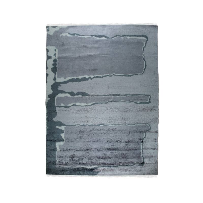 Purple Hand-Knotted Wool Art Deco Rug, 9' x 12', plush stylish floor rug - L