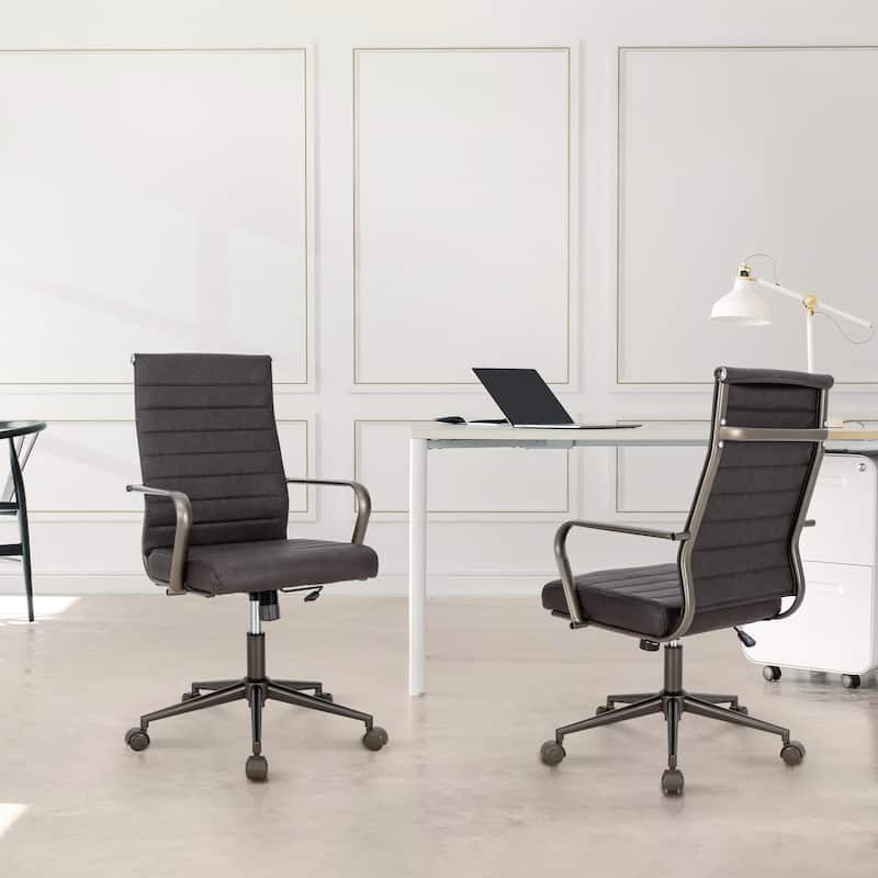 Ergonomic Office Chair Full-Grain Leather with Lumbar Support
