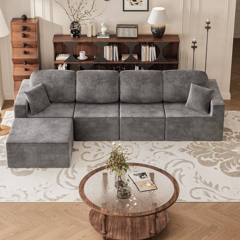 L Shaped Modular Sectional Couch, 126" Boneless Couches for Living Room, Modern Cloud Couch with Chaise Lounge