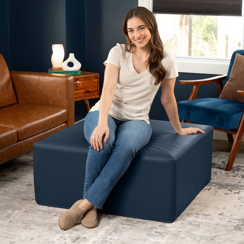 Jaxx Fairlie Couch Ottoman - Oversized Square Foam Coffee Table Ottoman