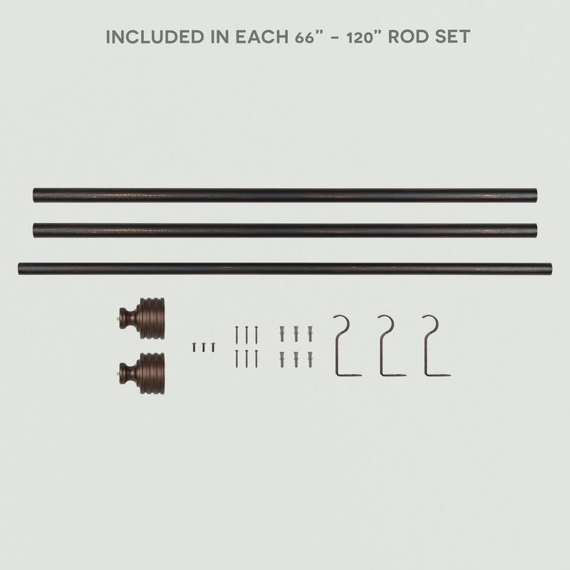ATI Home Lucero 1" Adjustable Window Curtain Rod and Finial Set