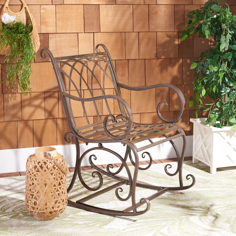 SAFAVIEH Outdoor Amara Rocking Chair - 33"Wx37"Dx23"H - Rustic Brown