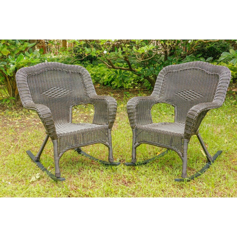 Maui Resin Wicker Porch Rocker (Set of 2) - Antique Pecan