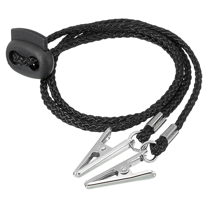 12.8" Napkin Chain Adjustable Bib Holder Chain Sun Hat Strap Cord Lanyard, Black