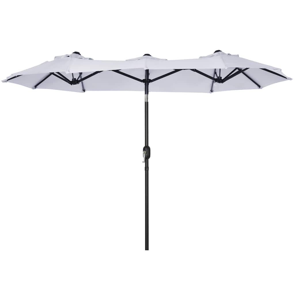 Double-sided Patio Umbrella 9.5' Large Outdoor Market Umbrella with Push Button Tilt and Crank, 3 Air Vents and 12 Ribs