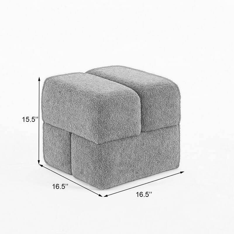 SEYNAR Modern 16.5''Faux Sherpa Square Cube Otttoman