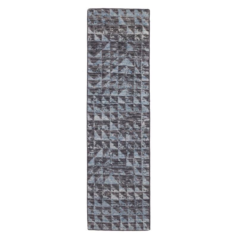 ECARPETGALLERY Hand-knotted Opulence Light Blue Wool Rug - 2'4 x 8'3