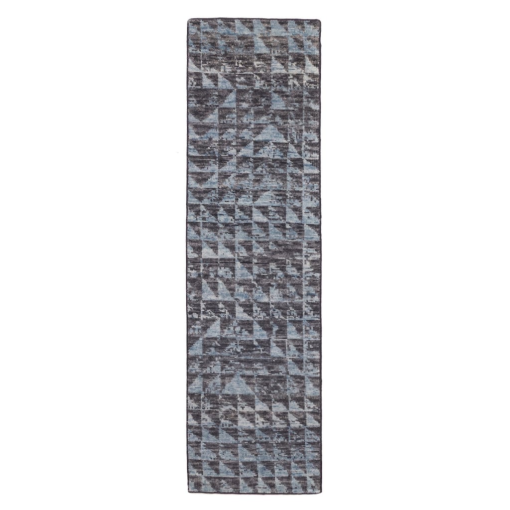 ECARPETGALLERY Hand-knotted Opulence Light Blue Wool Rug - 2'4 x 8'3