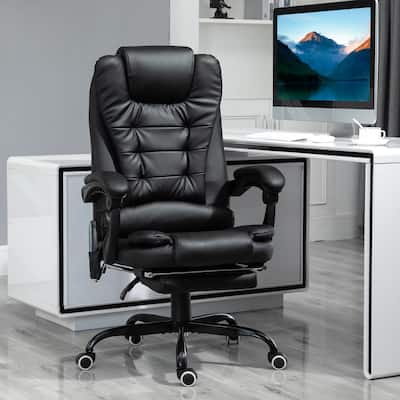 Ergonomic Massage Office Chair Reclining Executive Chair Adjustable Desk Chair with 7 Point Vibration and Footrest
