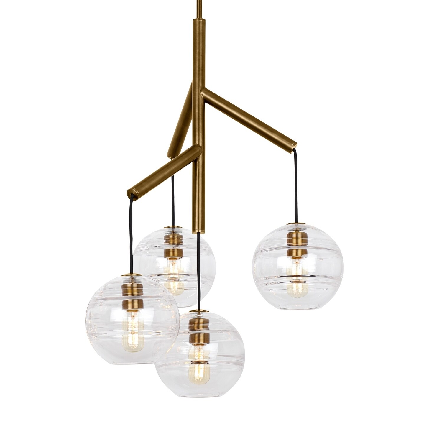 Tech Lighting 700SDNMPR1-LED9  Sedona 4 Light 24-1/2" Wide LED Chandelier with Glass Globe Shades (Satin Nickel / Smoke Shade / 2700K) - Chandeliers For Bedrooms by Overstock.com