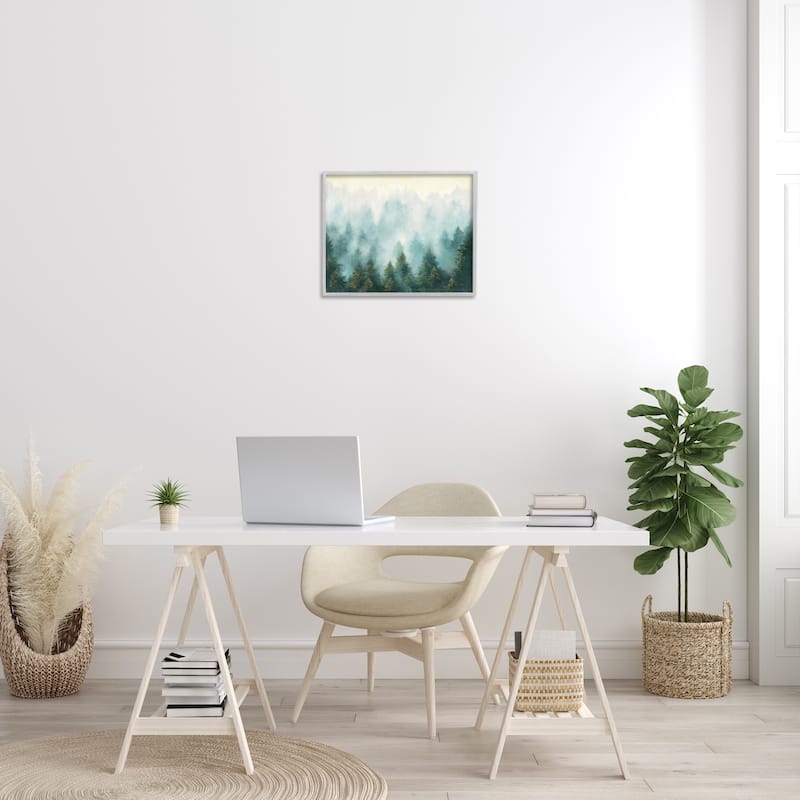 Stupell Abstract Pine Forest Landscape with Mist Green Painting Framed Giclee Texturized Art by Julia Purinton