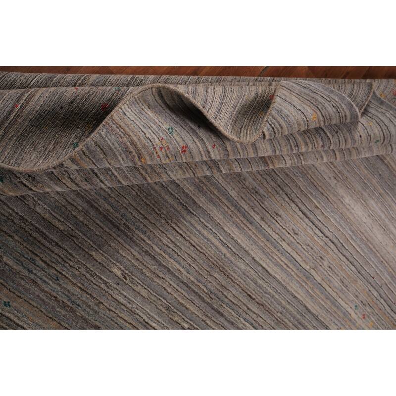 Tribal Striped Gabbeh Indian Square Area Rug Handmade Wool Carpet - 7'11" X 7'11"