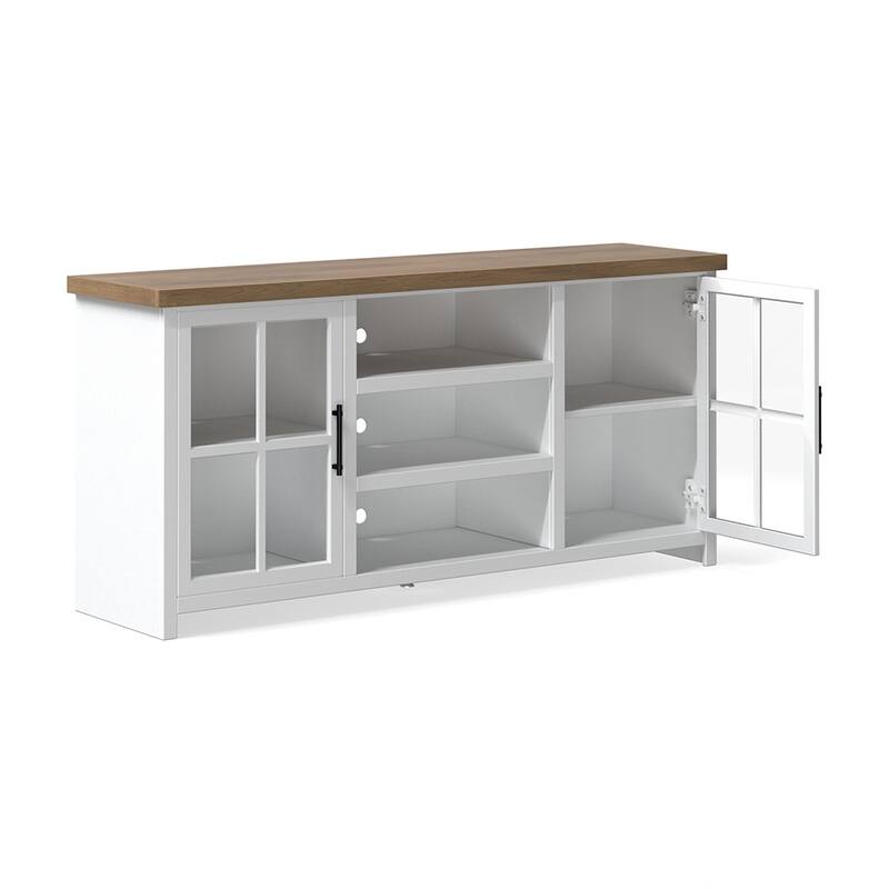 Bridgevine Home Modern Farmhouse 67 inch TV Stand Console for TVs up to 80 inches, No Assembly Required, Two-Tone Finish