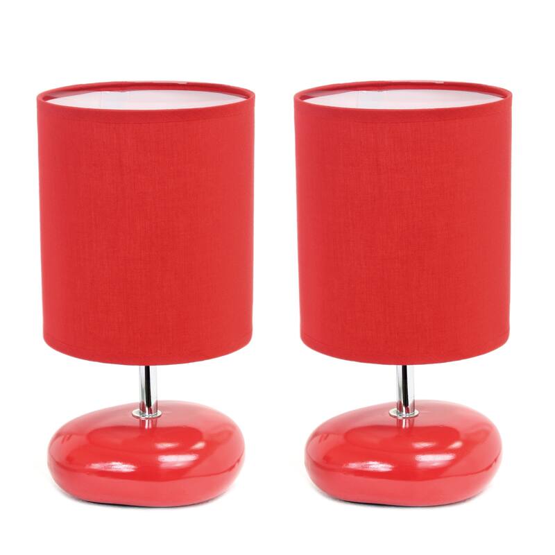 10.24 in. Red Finish Table Lamp with Red Shade, Sturdy Table Lamp for Living Rooms and Bedrooms, Set of 2