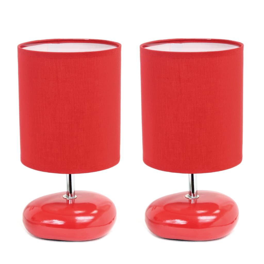 10.24 in. Red Finish Table Lamp with Red Shade, Sturdy Table Lamp for Living Rooms and Bedrooms, Set of 2