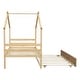 preview thumbnail 11 of 10, Natural Twin Size Pine Wood House-shaped Bed with Trundle and Roof for Kids, Boys and Girls