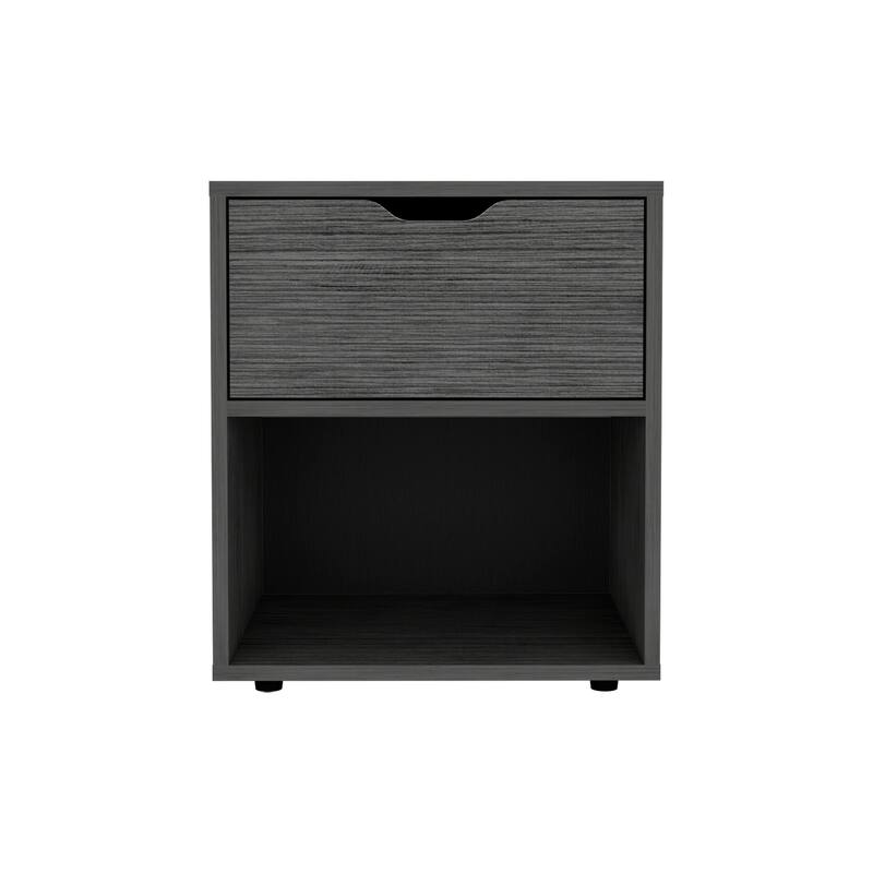19.7-Inch High Nightstand with Open Shelf and Smooth Sliding Drawer