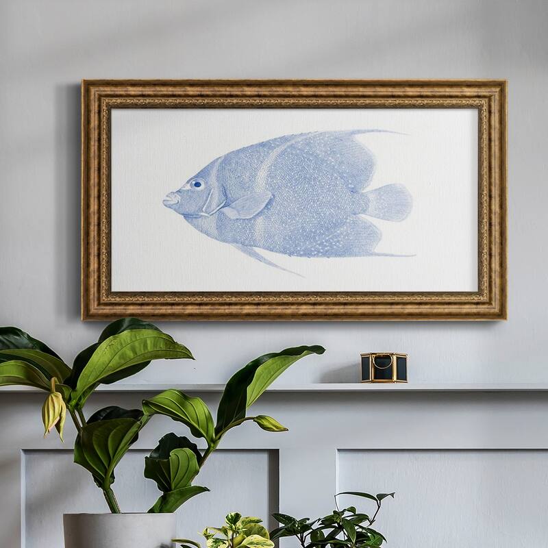 Blue & White Tropical Fish V Premium Framed Canvas- Ready to Hang