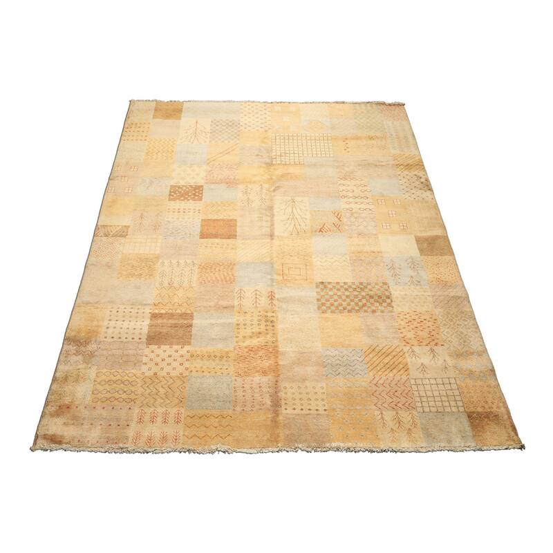 7'11''x10'2'' Hand Knotted Wool Beige Silky Sheen allover pattern Peshawar Rug - 7' 11'' x 10' 2''