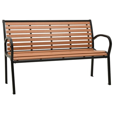 Patio Bench 49.2" Steel and WPC Black and Brown
