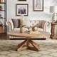 preview thumbnail 1 of 1, Krakova Rustic X-Base Round Pine Veneer Wood Coffee Table