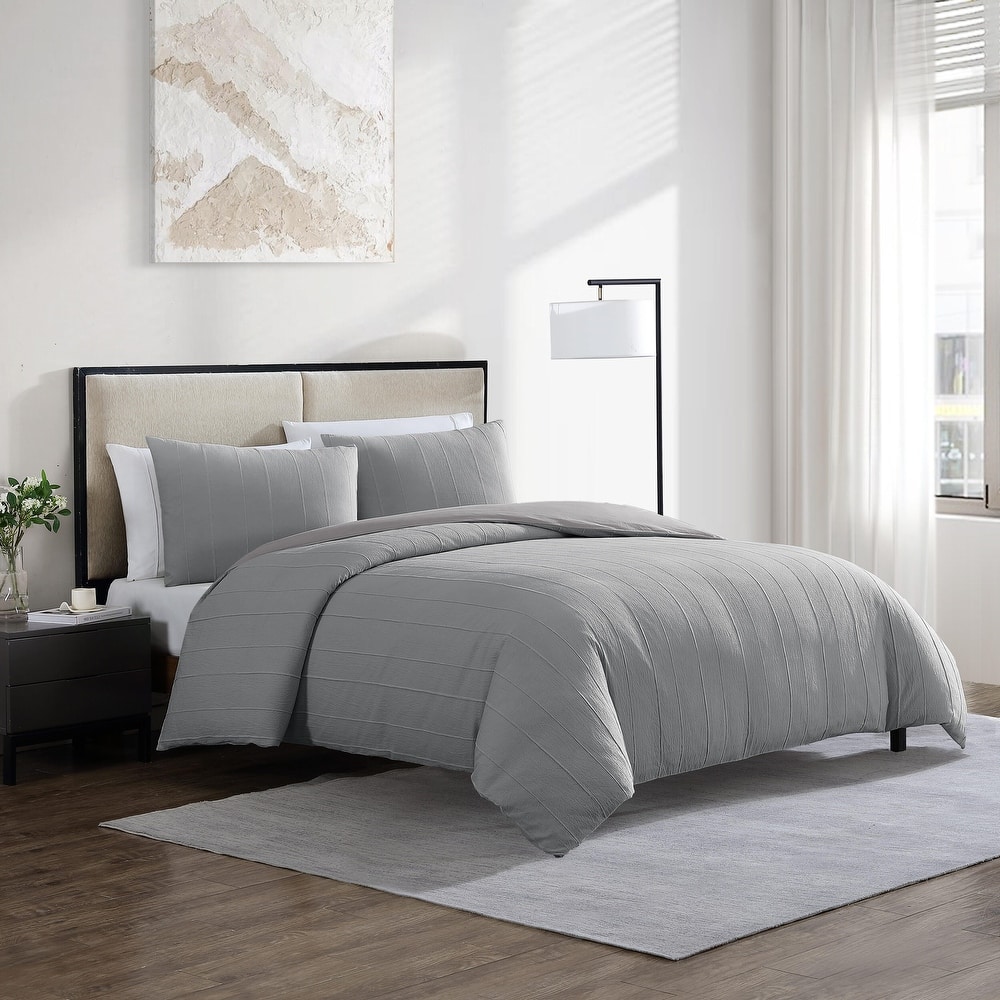 Vera Wang Woven Tucks Duvet Cover Set