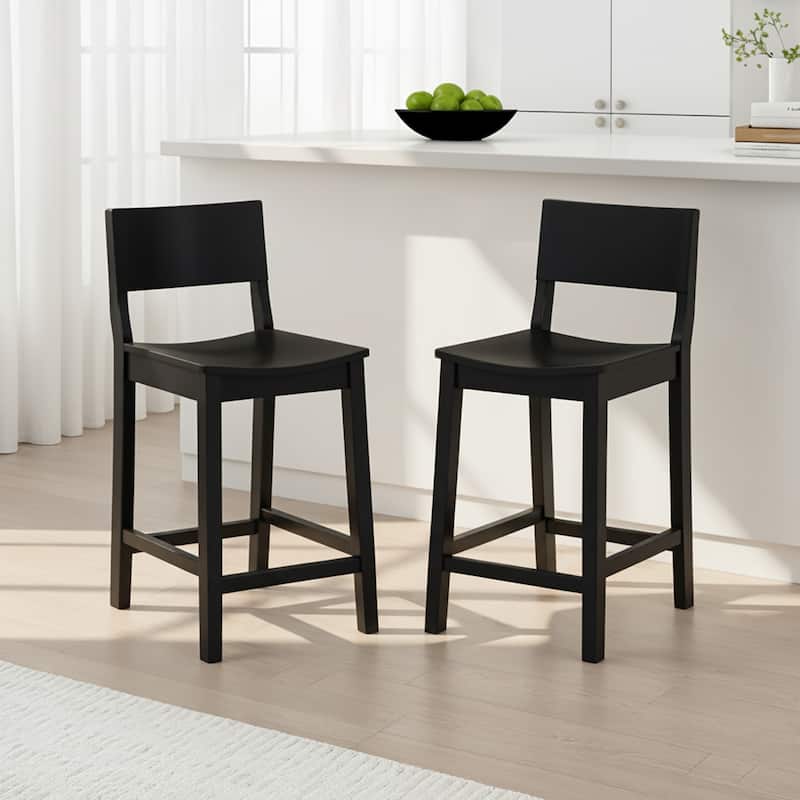 Dahlia Wood 24-Inch Armless Counter Stool (Set of 2) - Black
