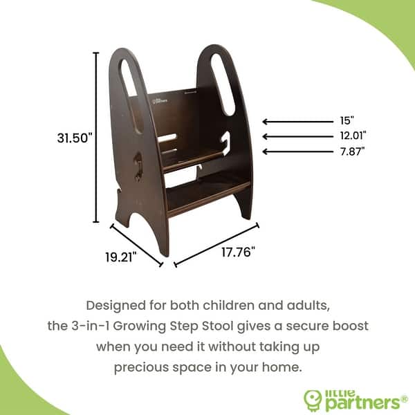 dimension image slide 3 of 5, Little Partners® 3-in-1 Growing Step Stool