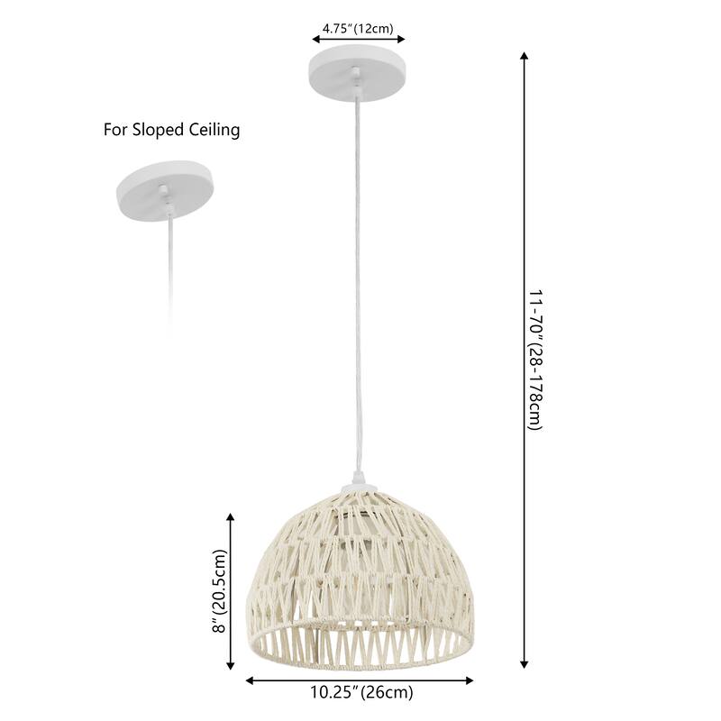 Jigu 1-Light Woven Rattan/Iron LED Pendant, by JONATHAN Y