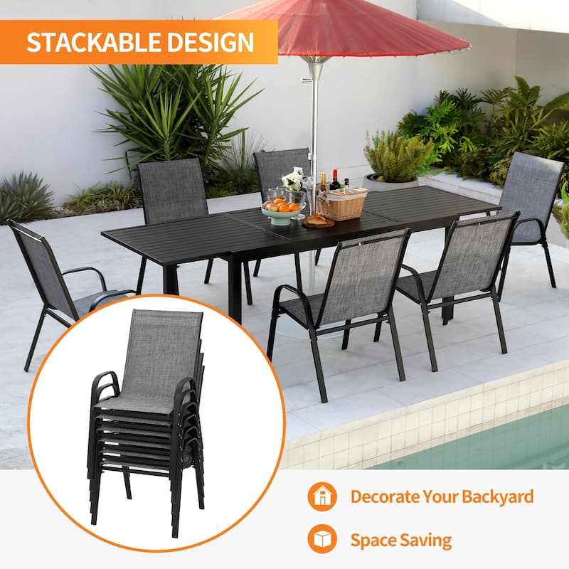 Patio Textilene Dining Chairs Set of 2/4/6/8, Outdoor Stackable Dining Chairs for Backyard, Patio Sling Chairs