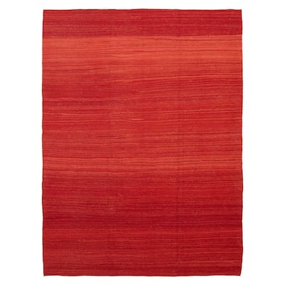 ECARPETGALLERY Flat-Weave Ankara FW Red Wool Kilim - 7'4 x 9'11
