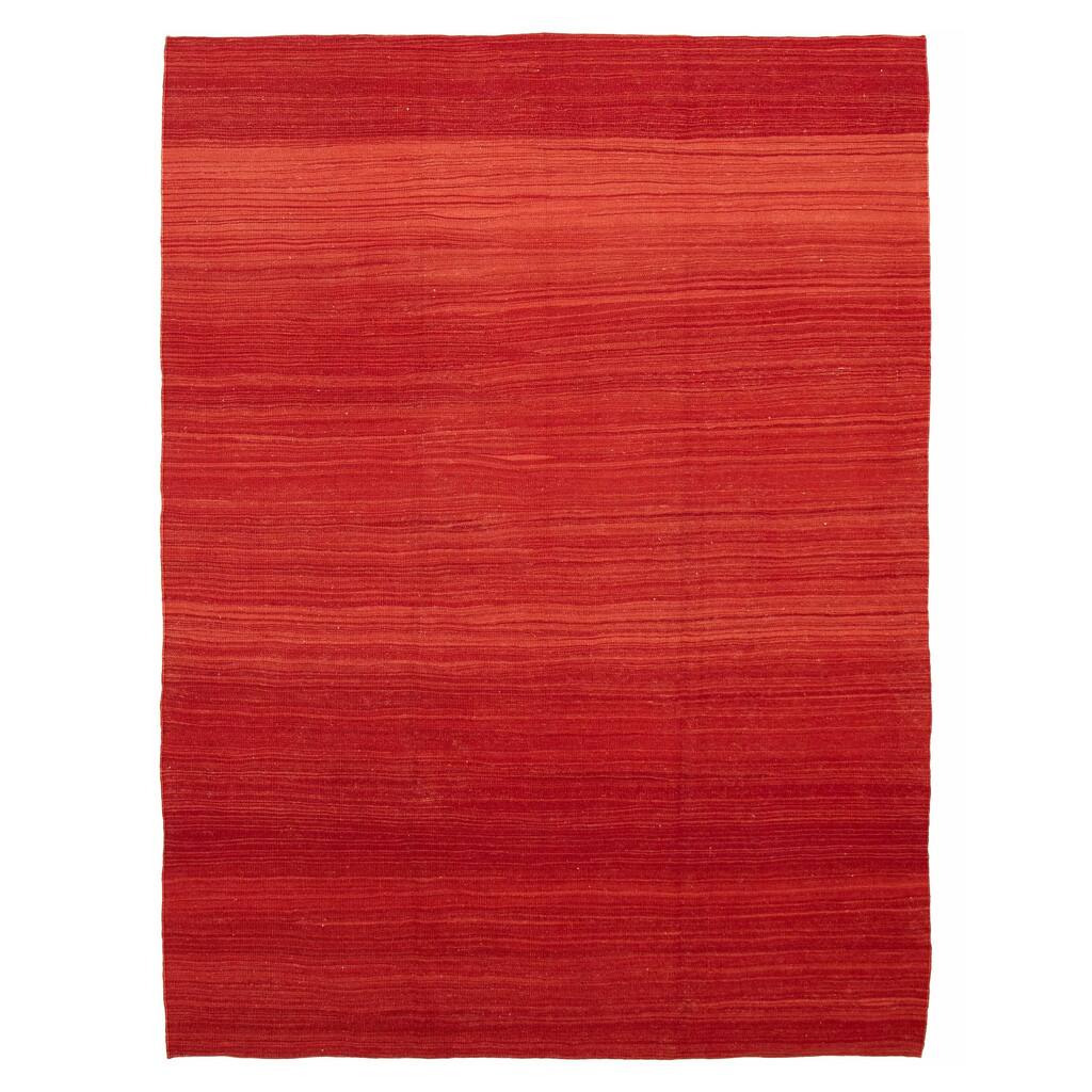 ECARPETGALLERY Flat-Weave Ankara FW Red Wool Kilim - 7'4 x 9'11