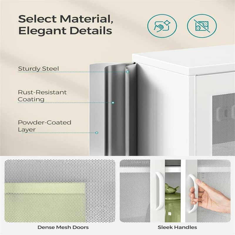 Metal Storage Cabinet with Mesh Doors - 15.7"D x 31.5"W x 41.3"H