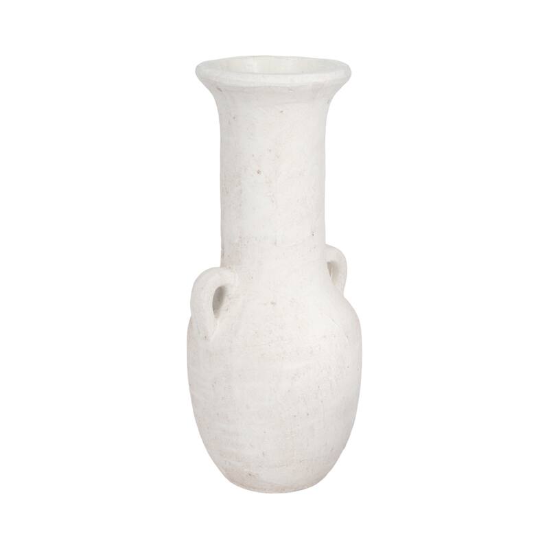 Ceramic Nomad Rough Finish Amphora Vase - White, 19"