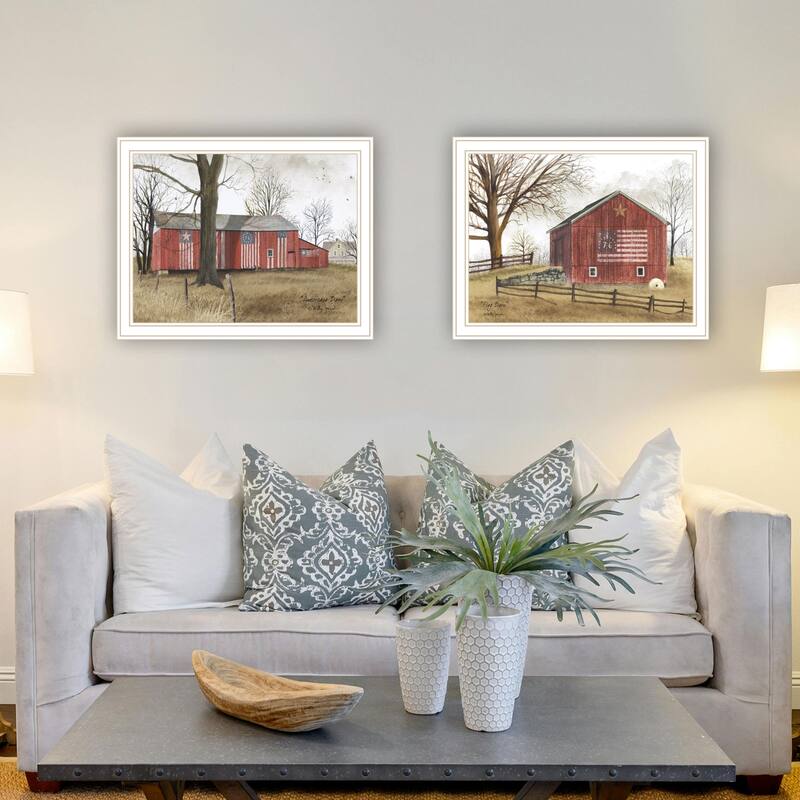 2-Piece Framed Wall Art Set - All American Barns, White Frame