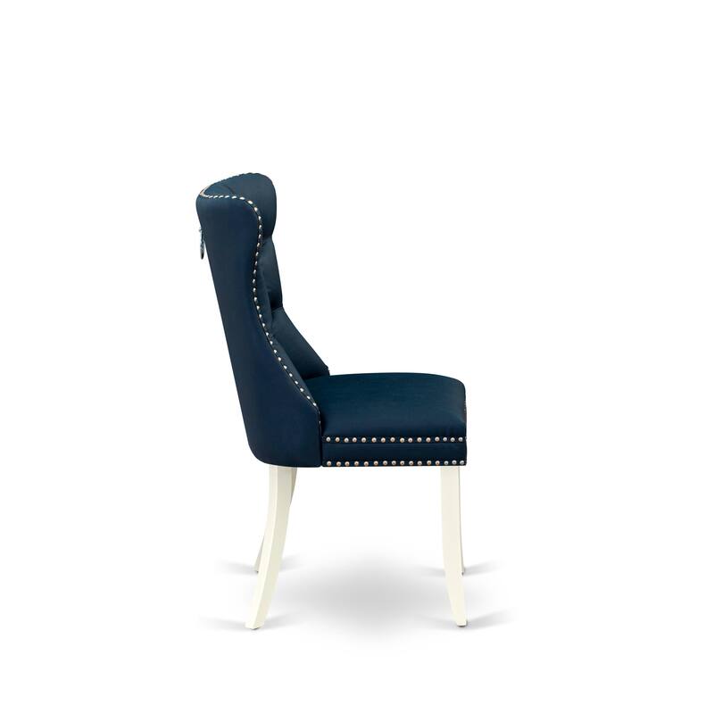 East West Furniture Dining Table Set Consists of a Round Kitchen Table and Upholstered Chairs, Linen White (Pieces Options)