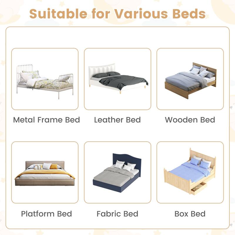 Gymax 2PCS 71'' Toddler Foldable Bed Rail w/ Adjustable Safety Strap