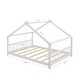preview thumbnail 16 of 28, Full Size House Bed with Roof, Wooden Frame, Gray