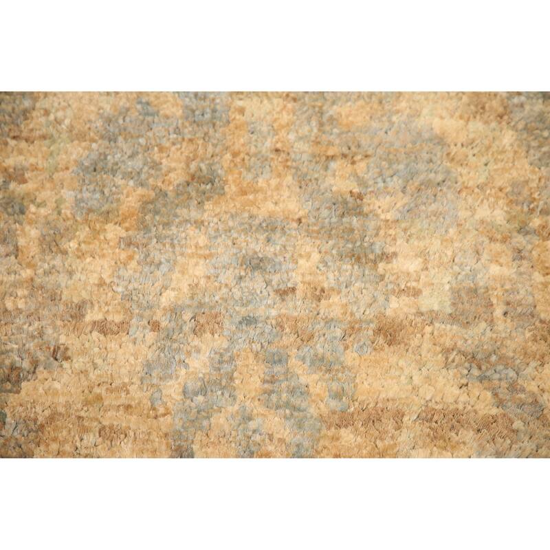 Hand Knotted Oriental Jute Carpet Modern Abstract Yellow & Gold Moroccan Area Rug - 3' 0'' X 2' 0''