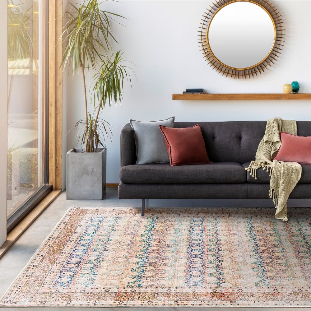 Livabliss Saffron Traditional Paisley Machine Washable Area Rug