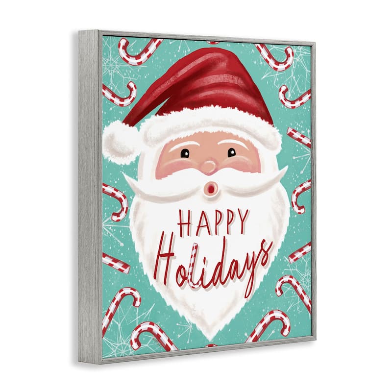 Stupell Jolly Santa & Candy Canes Framed Giclee Art Design By Elizabeth Tyndall