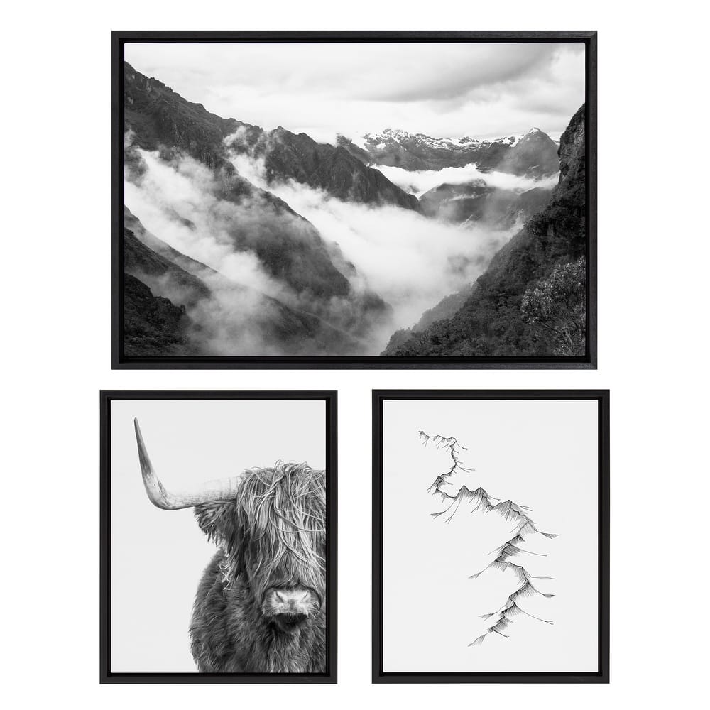 Kate and Laurel Sylvie Cow, Mountains, and Inca Trail Framed Canvas