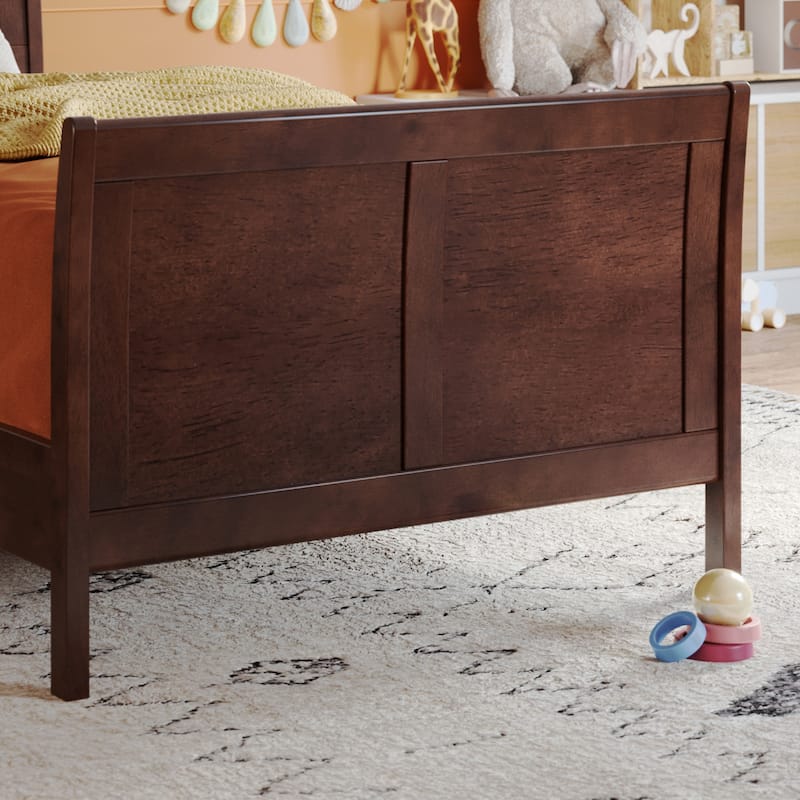 Valencia Solid Wood Low Profile Sleigh Platform Bed with Matching Footboard