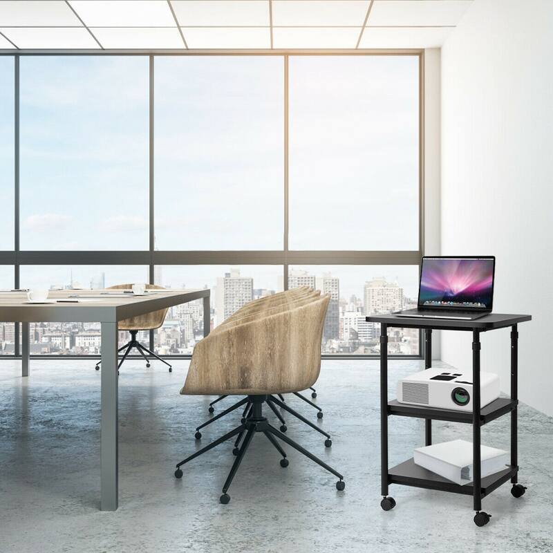 Gymax 3-Tier Rolling Adjustable Printer Cart Storage Rack Home Office - 19'' X 16'' X 30'