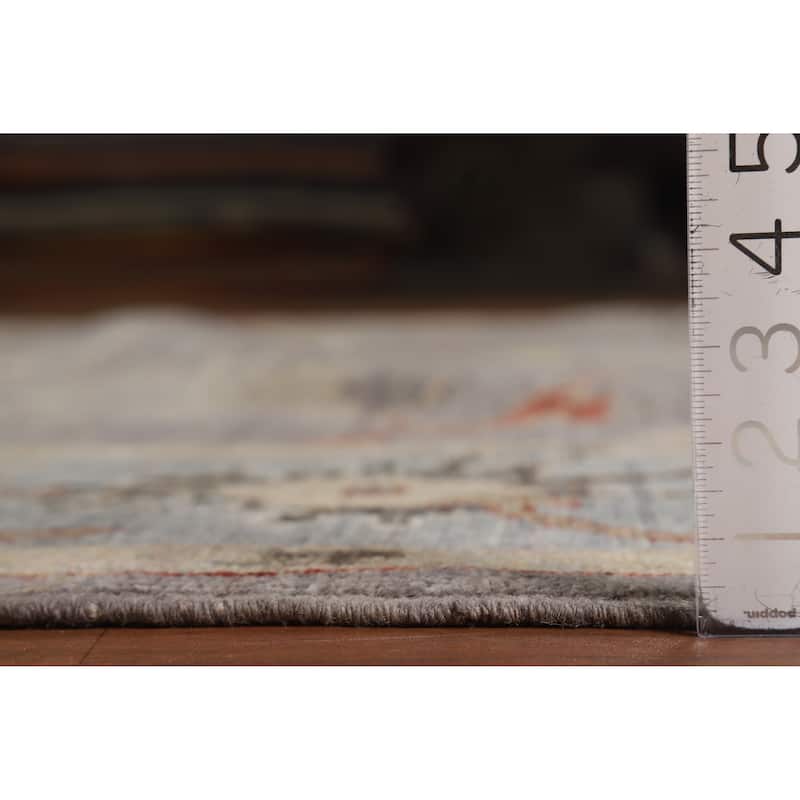 Hand Knotted Oriental 100% Wool Carpet Transitional All-Over Greys & Charcoal Oushak Area Rug - 9' 9'' X 8' 1''