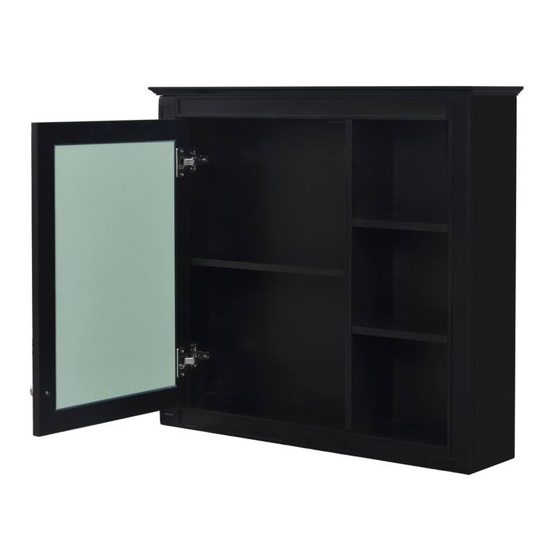 30" x 28" Wall-Mounted Medicine Cabinet, Modern Bathroom Mirror Storage Cabinet with 3 Open Shelves