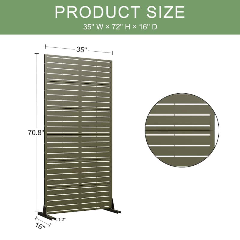 Dovelina 6ft.Outdoor Freestanding Metal Privacy Screen Decorative Garden Fence