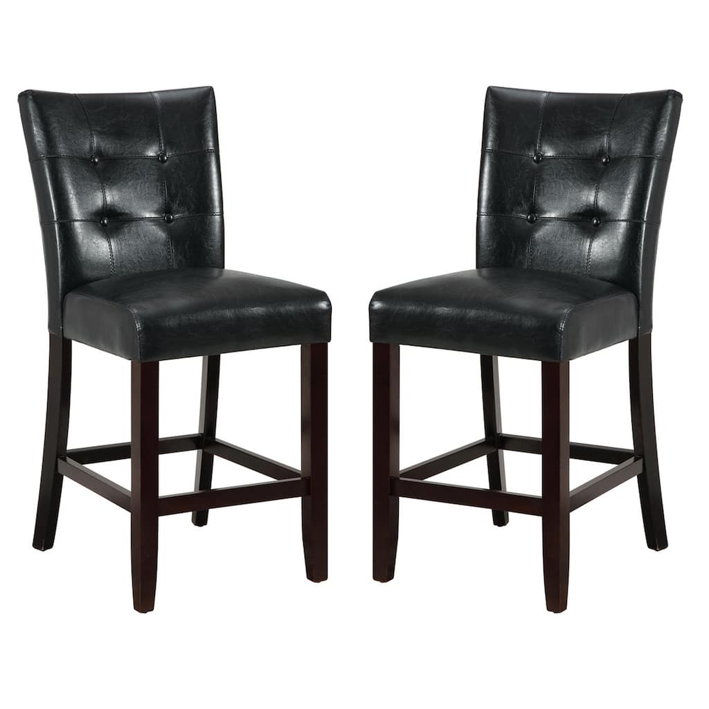 Wood & Polyurethane High Chair, Black & Brown, Set of 2